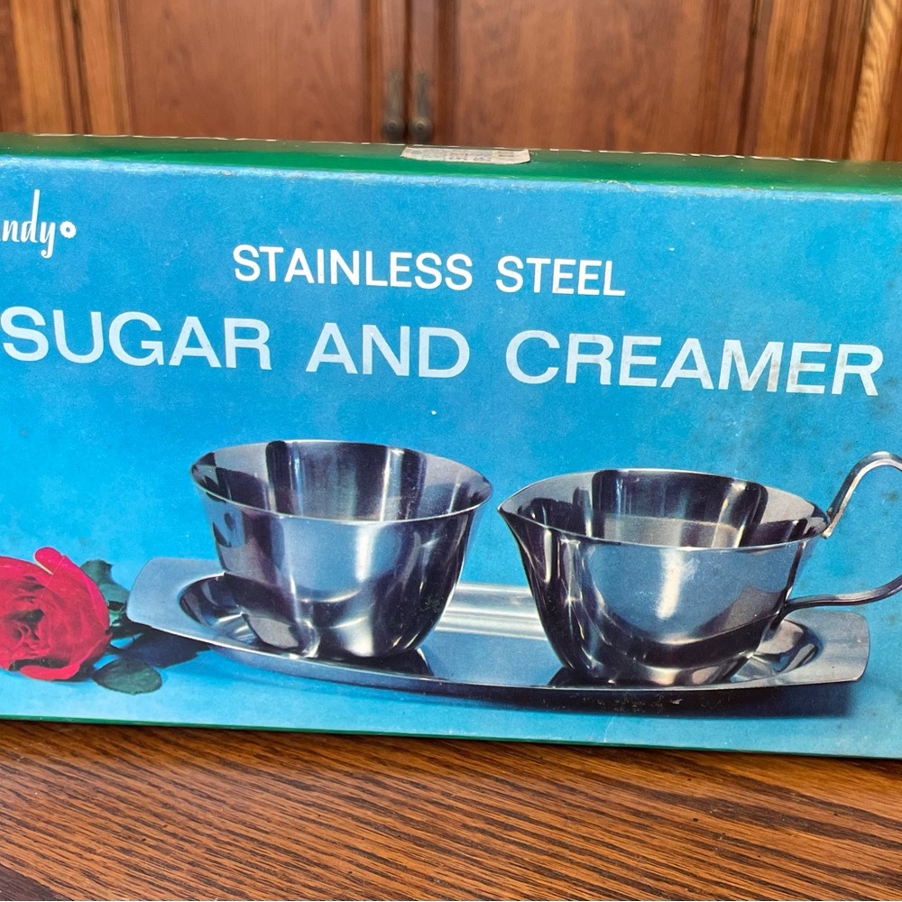 Vintage Normandy Stainless Steel Sugar and Creamer Set NIB
